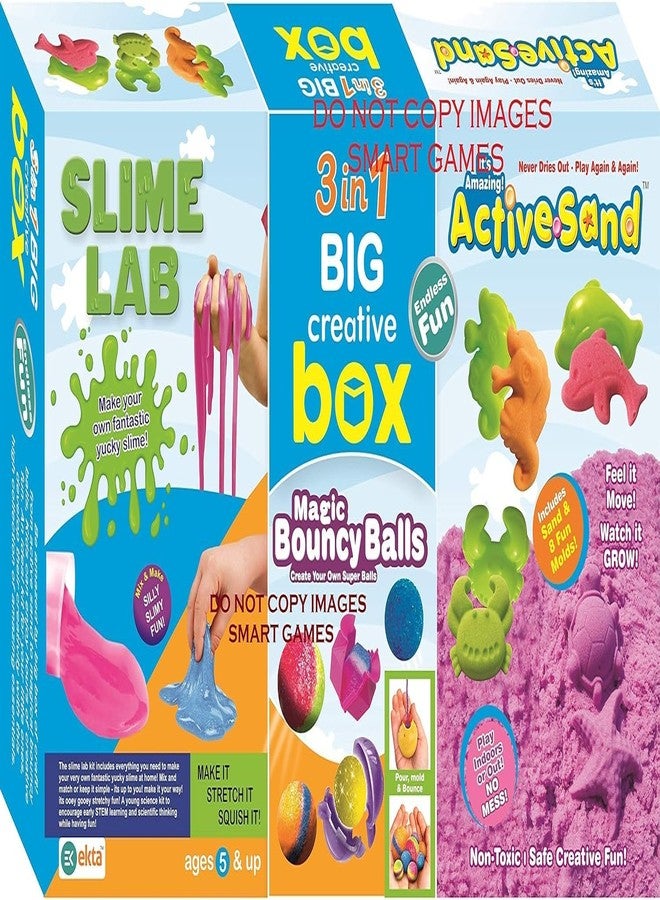 MKY® 3 in 1 Big Creative Box Slime Lab, Magic Bouncy Balls, and Active Sand Sea Creatures - Image 1